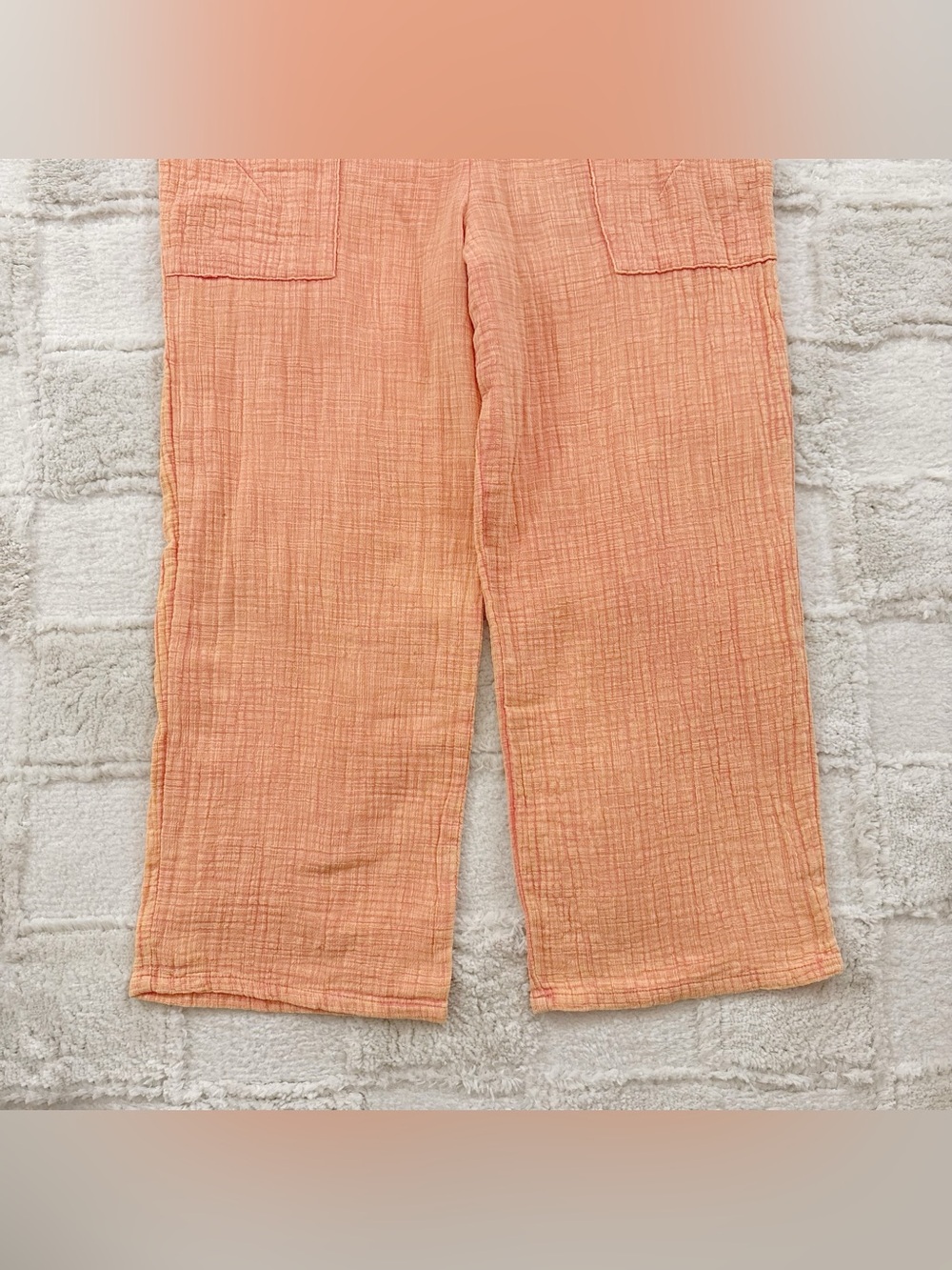Women's Rust Orange Cotton Gauze Romper Jumpsuit Large - Picture 5 of 13